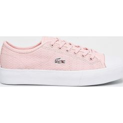 Lacoste - Buty. Różowe buty sportowe damskie Lacoste, bez wzorów, z materiału, sportowe. W wyprzedaży za 239,90 zł.