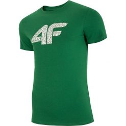T-shirt męski TSM020 - zielony melanż. Zielone koszulki męskie 4f, m, bez wzorów, z bawełny, bez kołnierzyka, bez rękawów. W wyprzedaży za 49,99 zł.