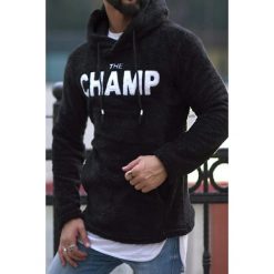 Bluza męska CHAMP. Czarne bluzy męskie Bluza męska CHAMP, s, bez wzorów, z kapturem, bez rękawów, z kapturem. W wyprzedaży za 119,00 zł.