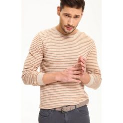 SWETER DŁUGI RĘKAW MĘSKI. Pomarańczowe golfy męskie marki Top Secret, na lato, xxl, w paski, z tkaniny. W wyprzedaży za 39,99 zł.