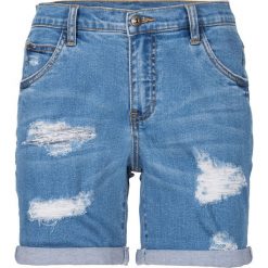 Szorty dżinsowe bonprix niebieski bleached. Niebieskie szorty damskie bonprix, bez wzorów, z jeansu. Za 109,99 zł.