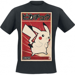 Pokemon Pikachu - Propaganda T-Shirt czarny. Czarne t-shirty męskie marki POKEMON, xl, z nadrukiem, z okrągłym kołnierzem. Za 74,90 zł.