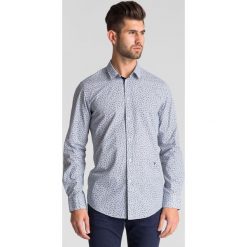 Biało-niebieska koszula Trussardi Jeans. Białe koszule męskie m, z aplikacjami, z bawełny. Za 155,70 zł.