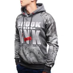 Bluza męska z kapturem melanż szara Recea. Szare bluzy męskie Recea, xl, z napisami, z bawełny, z kapturem, bez rękawów, z kapturem. Za 56,75 zł.