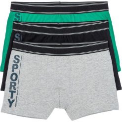 Bokserki (3 pary) bonprix jasnoszary melanż + zielony + czarny z nadrukiem. Czarne bokserki męskie bonprix, melanż. Za 50,97 zł.