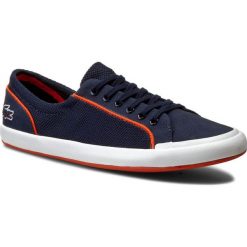 Tenisówki LACOSTE - Lancelle Lace 6 Eye 216 2 Spw 7-31SPW0047003 Nvy. Niebieskie półbuty damskie Lacoste, bez wzorów, z gumy, bez obcasa, na płaskiej podeszwie, bez zapięcia. W wyprzedaży za 229,00 zł.