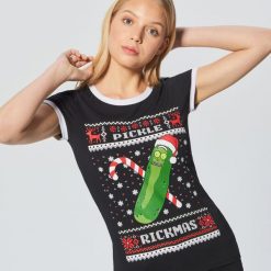 Świąteczna koszulka Rick and Morty - Czarny. Czarne bluzki damskie marki Cropp, s, wizytowe. W wyprzedaży za 4,99 zł.