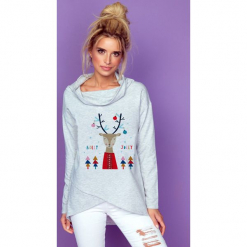 Bluza z kominem renifer k234. Białe bez kategorii marki Knitis, z nadrukiem, z bawełny. Za 129,00 zł.