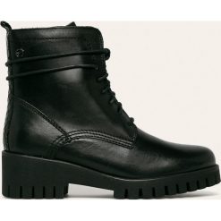 Tamaris - Workery. Czarne workery damskie Tamaris, ze skóry ekologicznej, bez obcasa, na obcasie, na sznurówki. Za 329,90 zł.