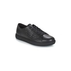 Buty Emporio Armani REMO. Czarne trampki męskie Emporio Armani, bez wzorów, bez zapięcia. Za 599,20 zł.