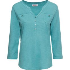 Shirt, rękawy 3/4, bawełna organiczna bonprix zieleń morska. Zielone koszulki damskie bonprix, bez wzorów, z bawełny, z dekoltem w serek. Za 54,99 zł.