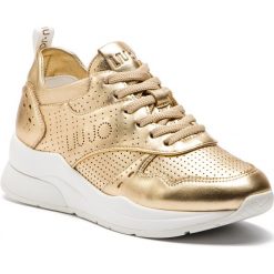 Sneakersy LIU JO - Karlie 14 B19009 P0291 Gold 00529. Żółte półbuty damskie Liu Jo, bez wzorów, ze skóry, bez obcasa, na koturnie, na sznurówki. Za 799,00 zł.