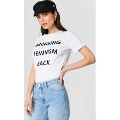 Trendyol T-shirt Feminism Statement - White. Białe t-shirty damskie Trendyol, z nadrukiem, z bawełny. Za 60,95 zł.