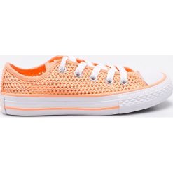 Converse - Tenisówki dziecięce. Pomarańczowe trampki dziewczęce Converse, bez wzorów, z materiału, na sznurówki. W wyprzedaży za 99,90 zł.