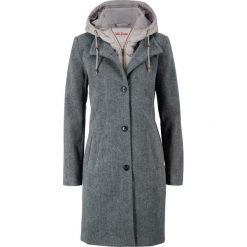 Płaszcz zimowy z domieszką wełny, z efektem 2 w 1 bonprix antracytowy. Szare płaszcze damskie bonprix, na zimę, z wełny. Za 249,99 zł.