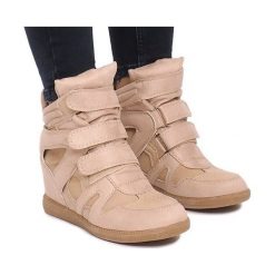 Sneakersy Na Koturnie BZ8386 Khaki. Zielone sneakersy damskie ButyModne. Za 79,00 zł.
