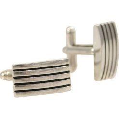 Srebrne Spinki do Mankietów z Czarnymi Paskami -Chattier- Męskie, Eleganckie SPMCHBASIC0088. Szare spinki do mankietów męskie Chattier, srebrne. Za 33,00 zł.