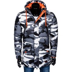 KURTKA MĘSKA ZIMOWA PIKOWANA C383 - SZARA/MORO. Szare kurtki męskie bomber Ombre Clothing, na zimę, m, moro, z poliesteru. Za 149,00 zł.