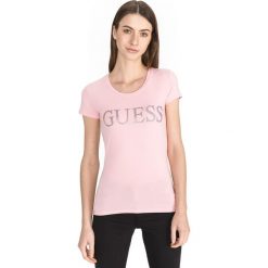 Guess Crystal Koszulka Beżowy. Brązowe koszulki damskie Guess, s, z nadrukiem, z elastanu, bez kołnierzyka. Za 157,95 zł.