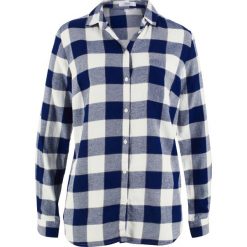 Koszula flanelowa bonprix kobaltowy w kratę. Niebieskie koszule damskie bonprix. Za 54,99 zł.