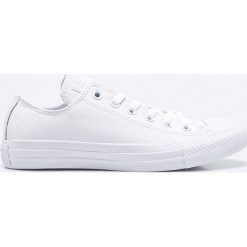Converse - Tenisówki Chuck Taylor All Star. Białe trampki i tenisówki damskie marki Converse, ze skóry, na sznurówki. W wyprzedaży za 279,90 zł.