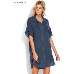 Koszula plażowa Seafolly Ruffled Sleeve 53568-CU. Koszule damskie Seafolly, na plażę, xl, bez wzorów, bez kołnierzyka, bez rękawów. Za 259,00 zł.