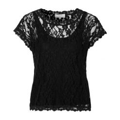 Cream Bluzka Vivi czarny female czarny M (38). Czarne bluzki damskie Cream, s, w koronkowe wzory, z koronki, bez kołnierzyka, z krótkim rękawem. Za 279,00 zł.