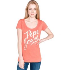 Pepe Jeans Andrea Koszulka Pomarańczowy. Pomarańczowe koszulki damskie Pepe Jeans, xs, z nadrukiem, z bawełny, bez kołnierzyka. Za 111,95 zł.