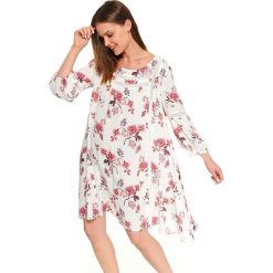 PRINTOWANA SUKIENKA MINI. Brązowe sukienki damskie Top Secret, na co dzień, na zimę, w kwiaty, z tkaniny, eleganckie, z okrągłym kołnierzem, bez rękawów, mini. W wyprzedaży za 79,99 zł.
