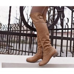 Kozaki - skóra naturalna - model 128 - kolor camelowy. Szare kozaki damskie Zapato, na co dzień, na zimę, z jeansu, eleganckie, przed kolano, na wysokim obcasie, na obcasie, bez zapięcia. W wyprzedaży za 262,50 zł.
