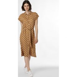 Minimum - Sukienka damska – Idot, brązowy. Pomarańczowe sukienki damskie Minimum, z nadrukiem, retro, bez kołnierzyka, bez rękawów. Za 529,95 zł.