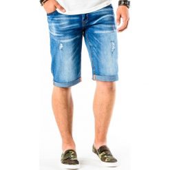 Spodenki i szorty męskie: KRÓTKIE SPODENKI MĘSKIE JEANSOWE W009 – NIEBIESKIE