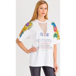 T-SHIRT versace jeans couture. Czarne t-shirty damskie Versace Jeans Couture, m, bez wzorów, z jeansu, bez kołnierzyka. Za 619,00 zł.