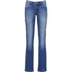 Dżinsy ze stretchem i paskiem BOOTCUT bonprix niebieski. Niebieskie jeansy damskie bonprix. Za 129,99 zł.