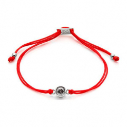 Bransoletka w kolorze czerwonym z kryształem Swarovski. Szare bransoletki damskie z cyrkoniami marki Ania Kruk, srebrne. W wyprzedaży za 57,95 zł.