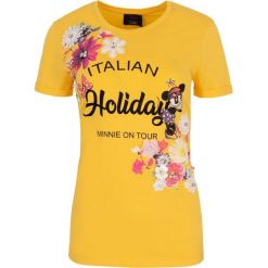 T-shirt Fracomina & Disney. Żółte koszulki damskie xs, z motywem z bajki, z włoskim kołnierzykiem. Za 309,00 zł.