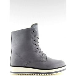 Botki sznurowane szare 6207 Grey. Szare botki damskie ButyModne, na zimę, bez obcasa, na sznurówki. W wyprzedaży za 99,00 zł.