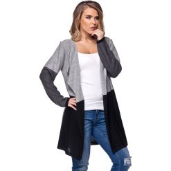 Sweter w kolorze jasnoszaro-grafitowo-czarnym. Szare kardigany damskie Lemoniade, ze splotem. Za 87,95 zł.
