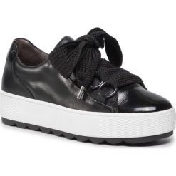 Sneakersy GABOR - 36.536.37 Schwarz. Czarne półbuty damskie Gabor, na co dzień, bez wzorów, ze skóry, bez obcasa, na płaskiej podeszwie, bez zapięcia. W wyprzedaży za 399,00 zł.