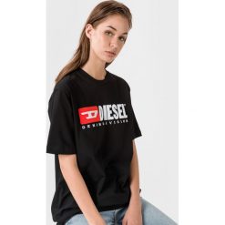 Diesel Just Division Koszulka Czarny. Czarne koszulki damskie Diesel, s, z haftami, z bawełny, bez kołnierzyka, z krótkim rękawem. Za 266,95 zł.