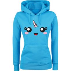 Jednorożec Einhorn Gesicht Bluza z kapturem damska niebieski. Niebieskie bluzy z kapturem damskie marki Jednorożec, m, z nadrukiem. Za 99,90 zł.