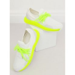 Buty sportowe biało-żółte SEDEN. Żółte buty sportowe damskie FunKee.pl, bez wzorów, z tkaniny, sportowe, na fitness i siłownię. Za 82,99 zł.
