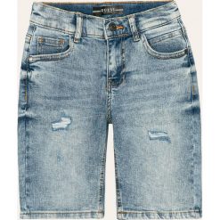 Guess Jeans - Szorty dziecięce 118-175 cm. Niebieskie spodenki chłopięce Guess Jeans, z aplikacjami, z elastanu, casualowe. Za 199,90 zł.