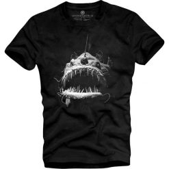 T-shirt męski UNDERWORLD Fish. Czarne t-shirty męskie Underworld, m, bez wzorów, z bawełny, bez kołnierzyka. Za 69,99 zł.
