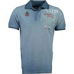 Koszulka polo "Kadventure" w kolorze niebieskim. Niebieskie koszulki męskie Geographical Norway Men, m, z nadrukiem, z bawełny, polo, bez rękawów. W wyprzedaży za 120,95 zł.
