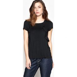 T-shirty damskie: T-shirt, ozdobny dekolt, krótki rękaw