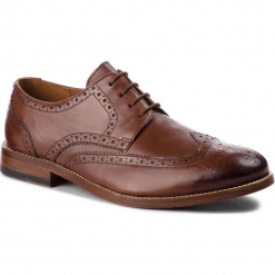 Półbuty CLARKS - James Wing 261348797 British Tan Leather. Brązowe buty wizytowe męskie Clarks, ze skóry. W wyprzedaży za 529,00 zł.
