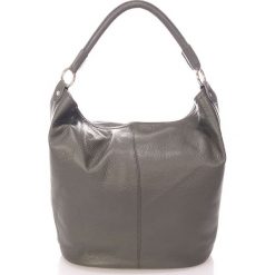 Shopper bag damskie: Skórzany shopper bag w kolorze szarym – 45 x 56 x 20 cm