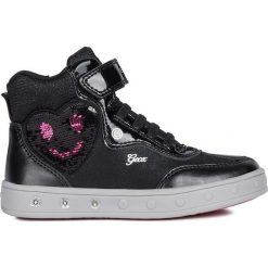 Sneakersy "Skylin" w kolorze czarnym. Czarne trampki dziewczęce geox kids, bez wzorów, z gumy, na zamek. W wyprzedaży za 159,95 zł.