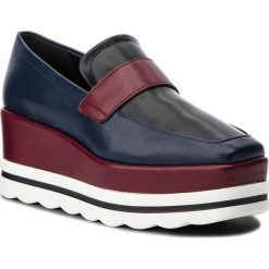 Półbuty POLLINI - SA10347I16TS175A Ocea/Ner/Bur. Niebieskie creepersy damskie Pollini, ze skóry ekologicznej, na koturnie. Za 979,00 zł.